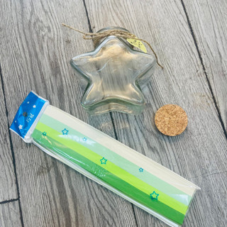 Combo 5 món lọ hình sao kèm nút bần, dây thừng thắt nơ, kèm một set giấy gấp sao kèm tem trái tim lãng mạn