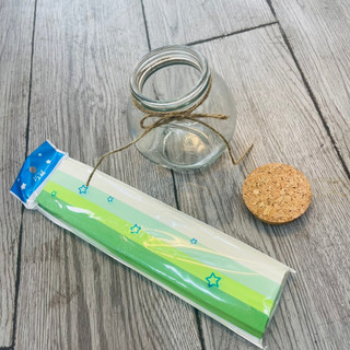 Combo 4 món lọ tròn kèm nút bần, dây thừng kèm set giấy gấp sao xinh xắn