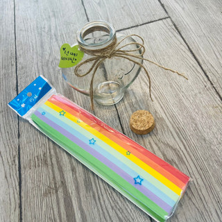 Combo 5 món lọ chữa lành hình trái tim kèm nút bần, dây thừng, tem trái tim, kèm set giấy gấp sao xinh xắn