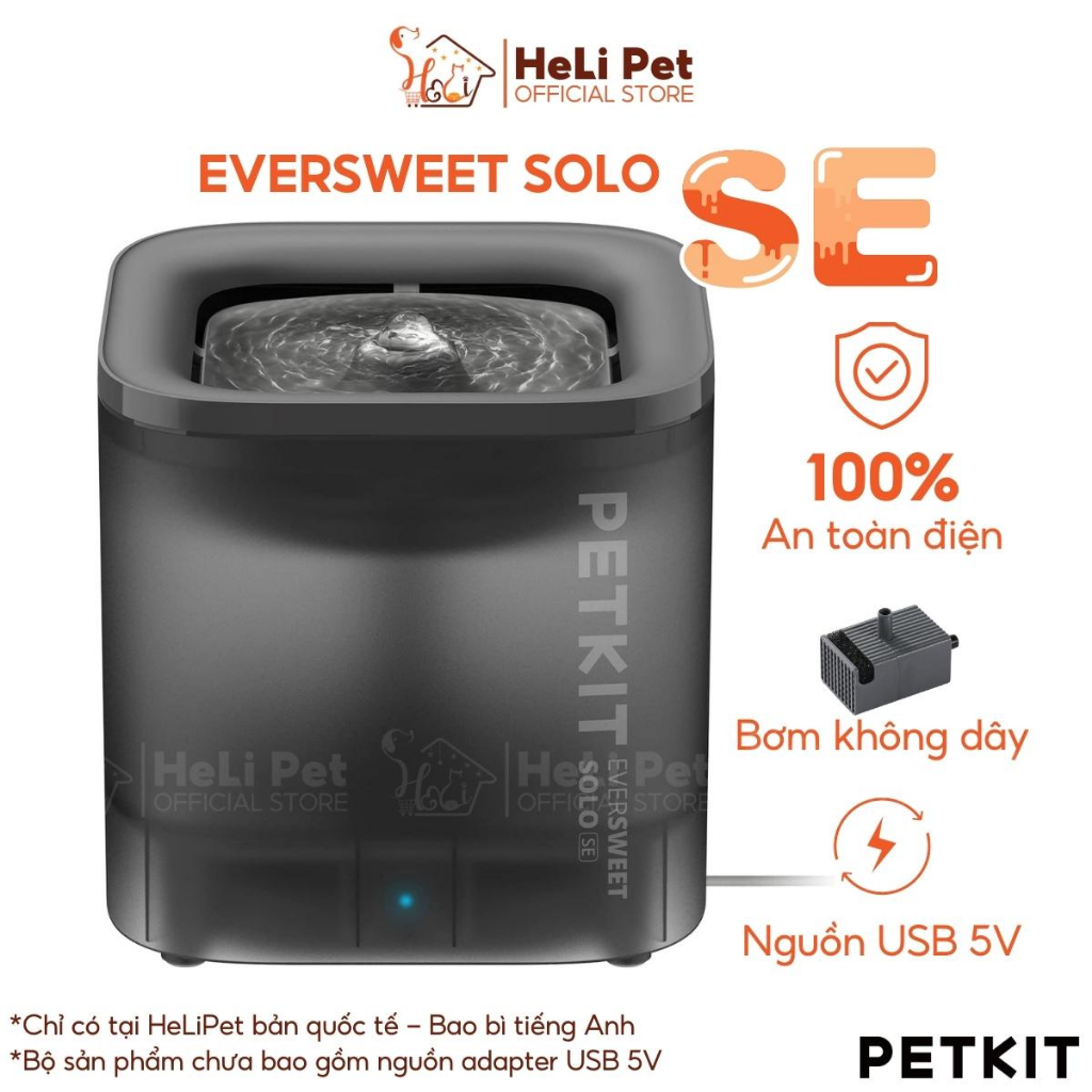 Máy Lọc Nước Cho Mèo PETKIT Eversweet Solo SE sử dụng bơm không dây thế hệ 3.0 - HeLiPet