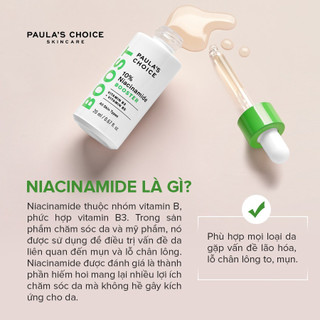 Tinh chất se khít lỗ chân lông và săn chắc da 10% Niacinamide Booster Paula's Choice 20ml