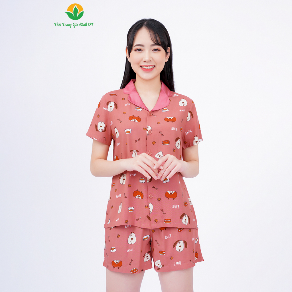 Bộ mặc nhà nữ mùa hè Việt Thắng, quần đùi, áo cộc tay , chất Lanh (tole) - B03.2301