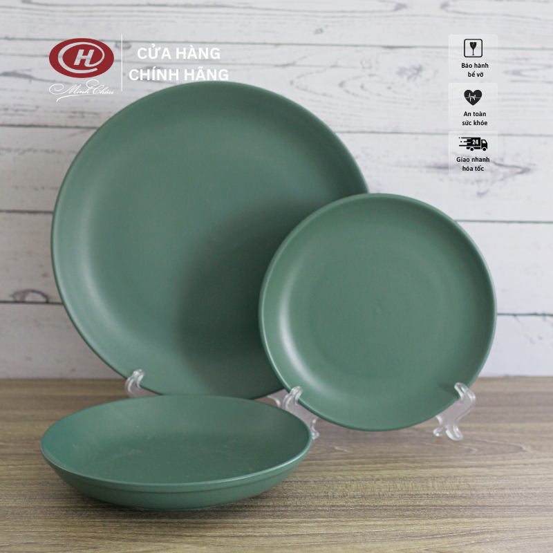 Đĩa Sứ Tròn Men Lì Xanh Cổ Vịt - Sứ Dílo