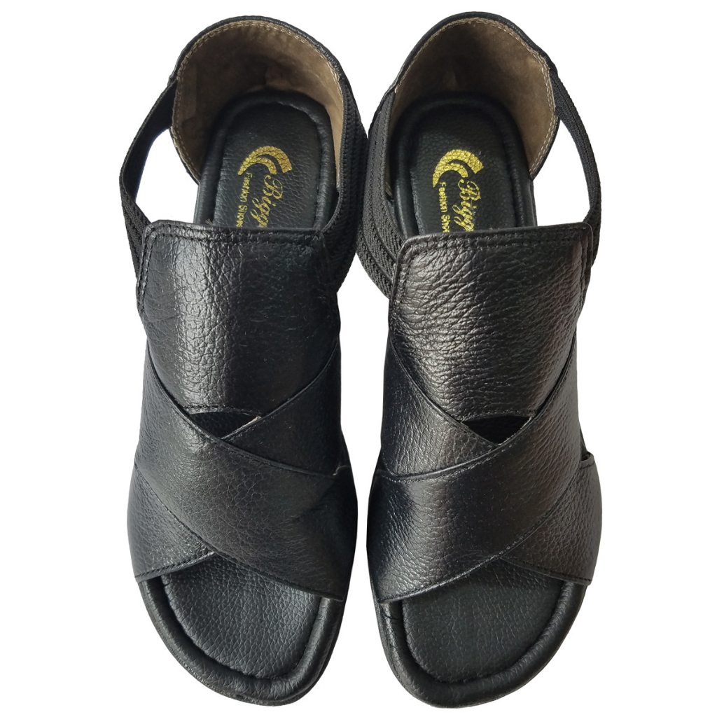 Giày Sandal Nữ Da Bò Thật BIGGBEN Cao 3 Phân HKD713