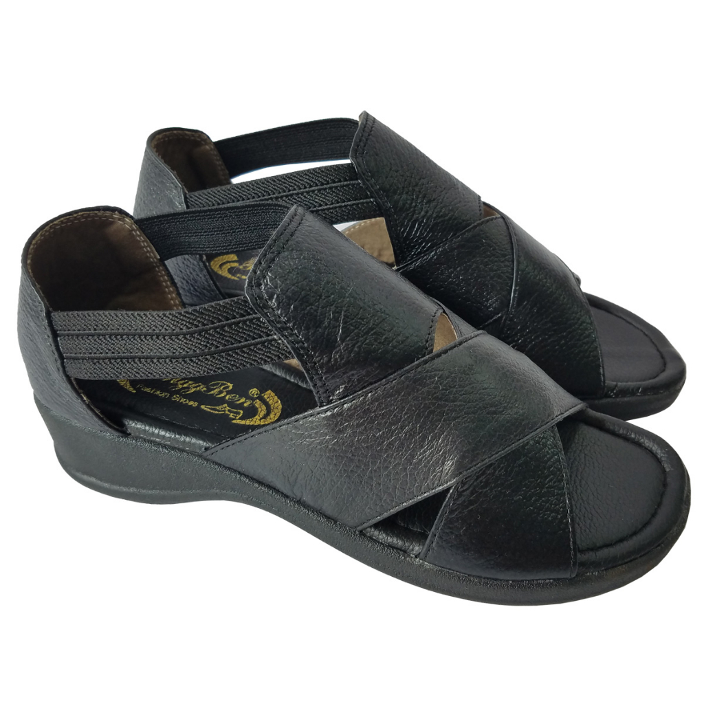 Giày Sandal Nữ Da Bò Thật BIGGBEN Cao 3 Phân HKD713