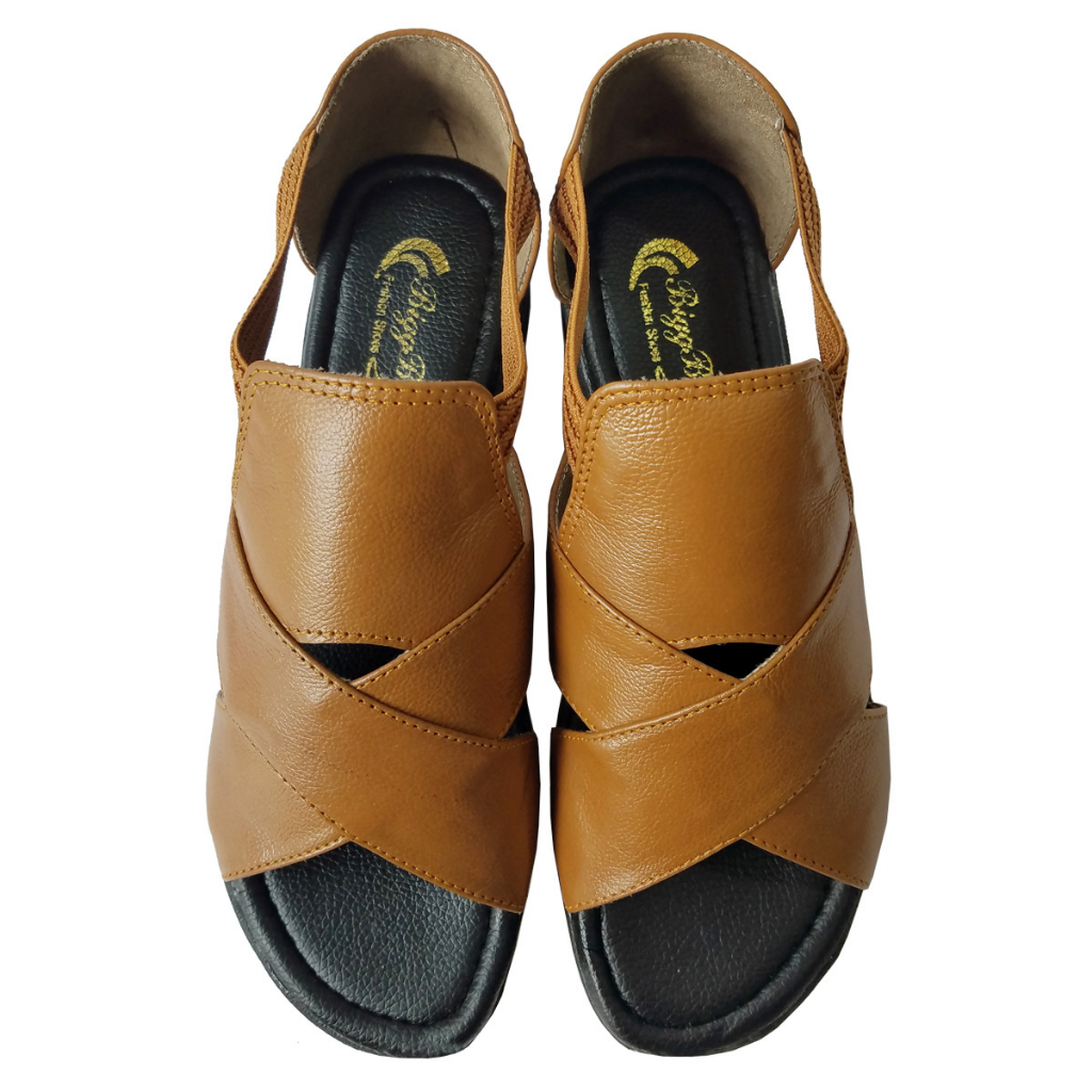 Giày Sandal Nữ Da Bò Thật BIGGBEN Cao 3 Phân HKD713