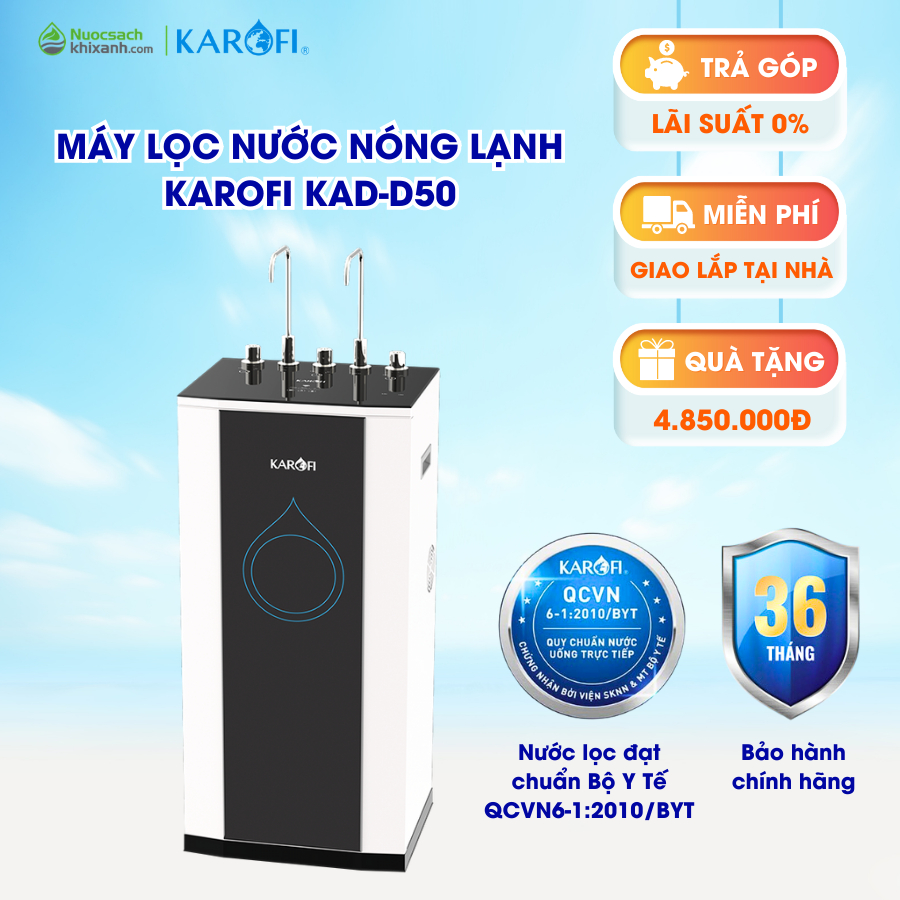 [Mã BMLTA35 giảm đến 35K đơn 99K] Máy lọc nước nóng lạnh Karofi KAD-D50