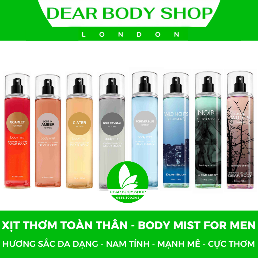 Xịt Thơm Toàn Thân Cho Nam DEAR BODY Fine Fragrance Body Mist For Men 236ml  Giải Pháp Cuốn Hút Cho Phái Mạnh