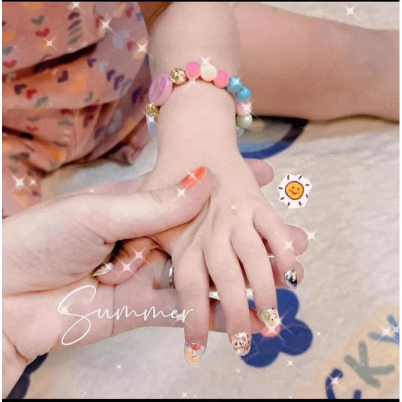 Đồ chơi sticker dán móng tay giả kèm vòng tay cho bé