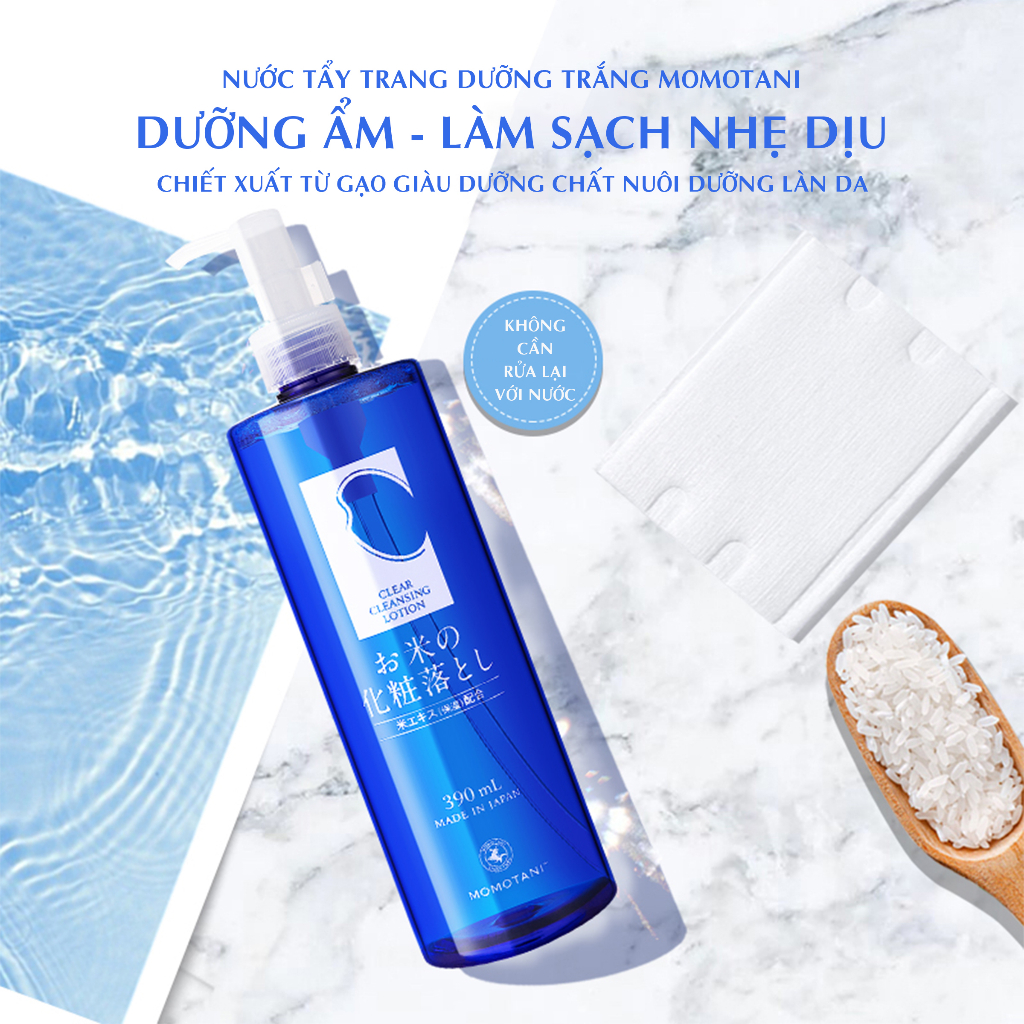 Ảnh Nước Tẩy Trang Gạo Hữu Cơ Dưỡng Trắng, Lành Tính MOMOTANI White Moisture Clear 390ml 4