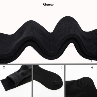 Tất vớ nam cổ cao GOMTAT đi giày tây, chất liệu cotton khử mùi thoáng khí họa tiết gân chìm màu đen - TAY-FIVE-2008-1DOI