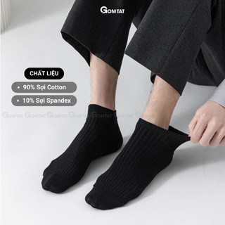 Tất đen trơn cổ ngắn, cổ trung, cổ cao nam nữ GOMTAT phong cách basic, chất liệu cotton thoáng mát - FIVE