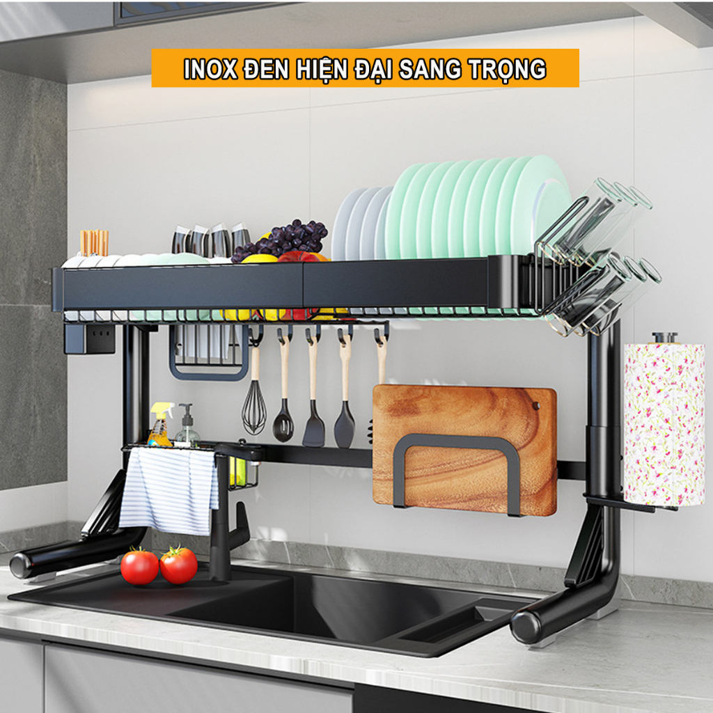 Kệ Chén Bát Inox Co Rút Thông Minh 1 - 2 Tầng, Giá Đựng Bát Đĩa Kèm Các ...