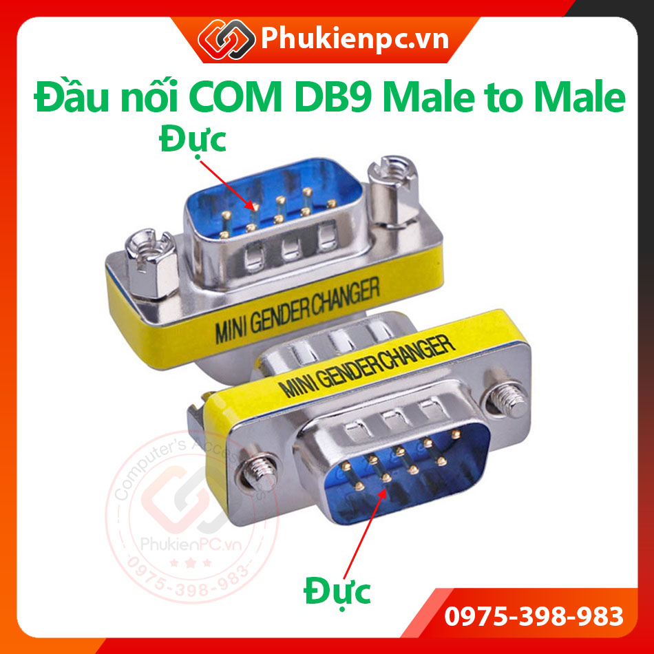 Đầu nối COM DB9 Male to DB9 RS232 Male (mini gender changer) nối 9 chân ...