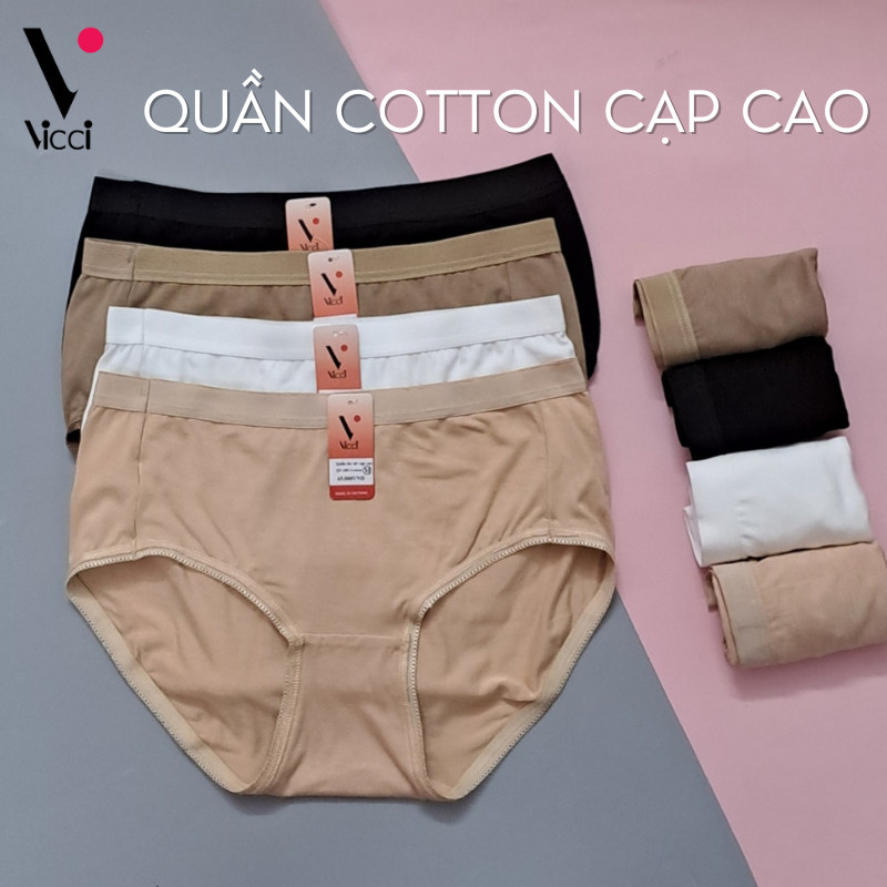 Ảnh Set 4 quần lót nữ Vicci cotton cao cấp lưng cao gen nhẹ 105 mềm mại, êm ái, kháng khuẩn khử mùi 1