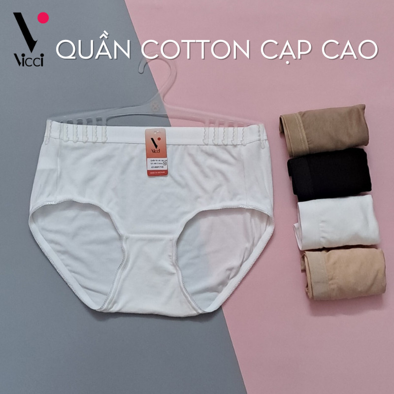 Ảnh Set 4 quần lót nữ Vicci cotton cao cấp lưng cao gen nhẹ 105 mềm mại, êm ái, kháng khuẩn khử mùi 2