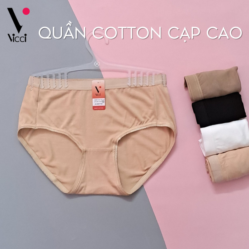 Ảnh Set 4 quần lót nữ Vicci cotton cao cấp lưng cao gen nhẹ 105 mềm mại, êm ái, kháng khuẩn khử mùi 3