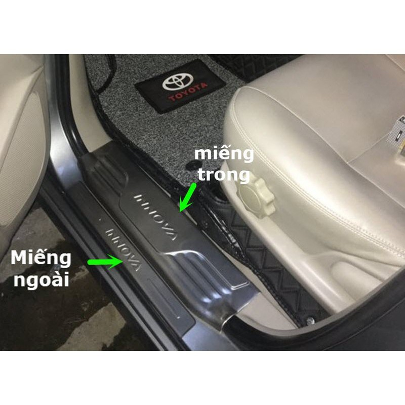 Ốp bậc cửa, nẹp bước chân xe Innova 2006 - 2012, 2013, 2014, 2015 inox cao cấp, sáng bóng