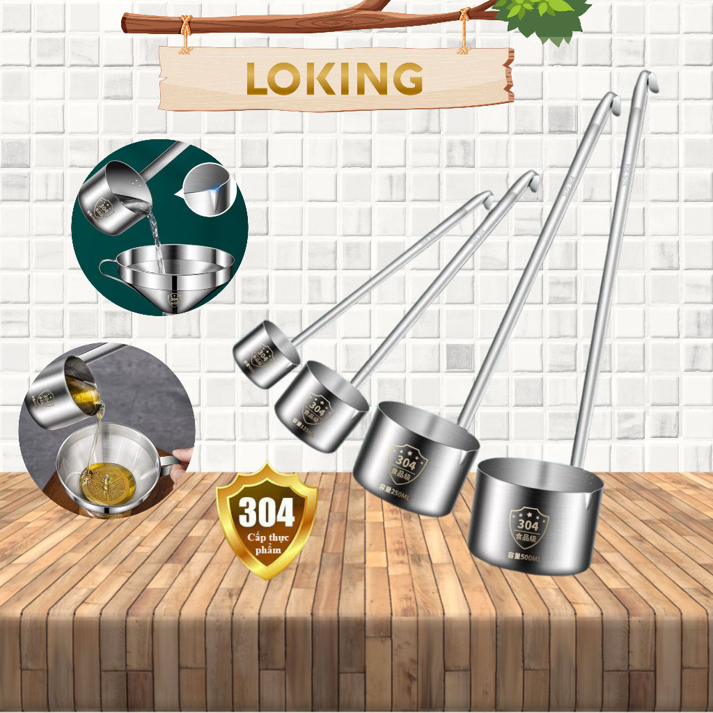 Muỗng múc rượu inox 304, dụng cụ đong chất lỏng cán dài - LOKING ...