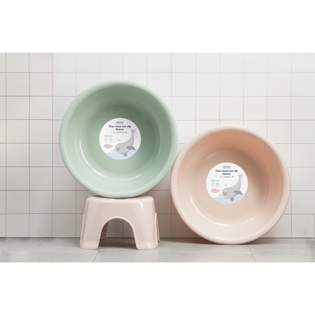 Thau chậu nhựa cao cấp Notoro 60cm Inochi, thau nhựa lớn giặt đồ, nhựa nguyên sinh an toàn, tiện lợi