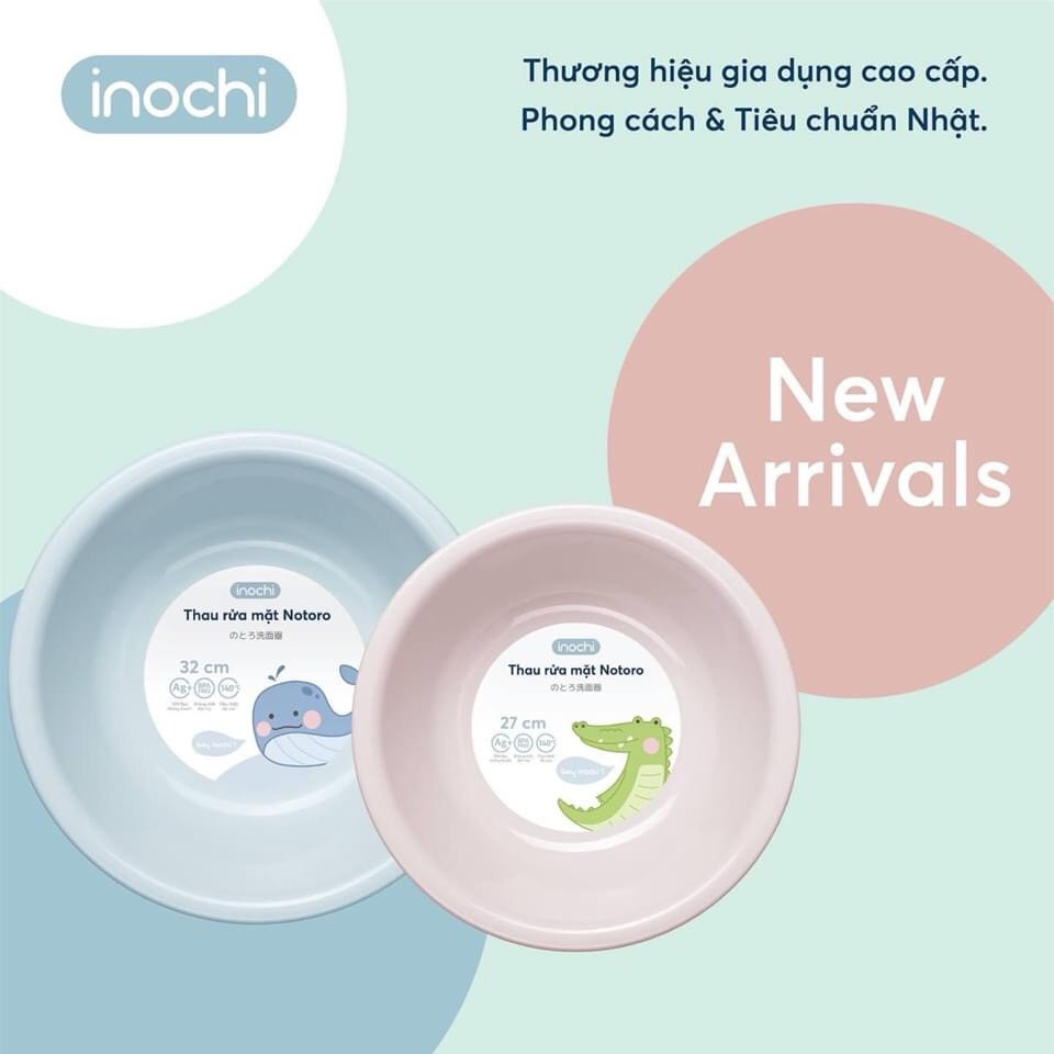 Thau chậu nhựa cao cấp Notoro 60cm Inochi, thau nhựa lớn giặt đồ, nhựa nguyên sinh an toàn, tiện lợi