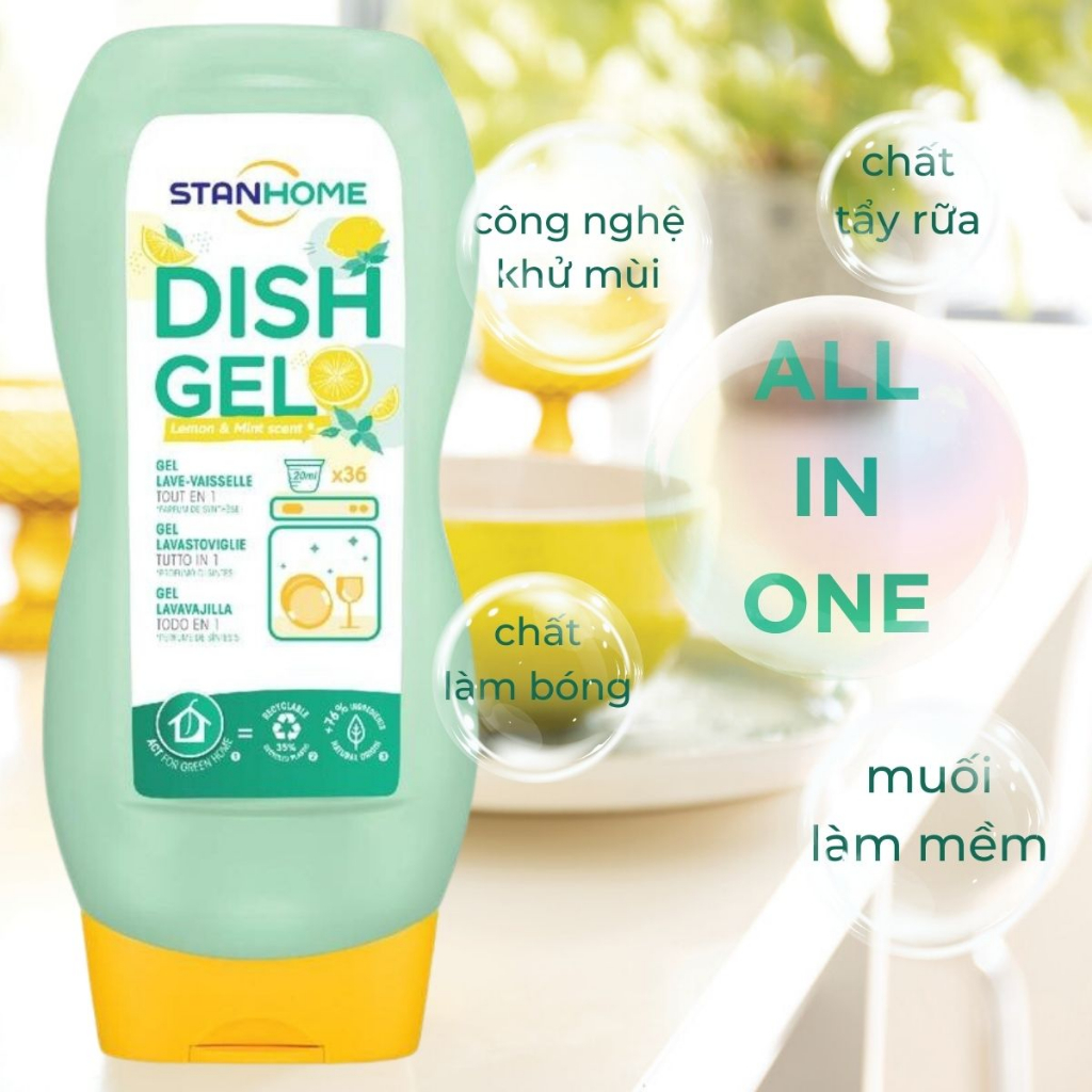 Ảnh Nước rửa chén bát cho máy rửa chén Stanhome Dish Gel Hương Chanh Bạc Hà Làm Sạch Dầu Mỡ 720ML 3