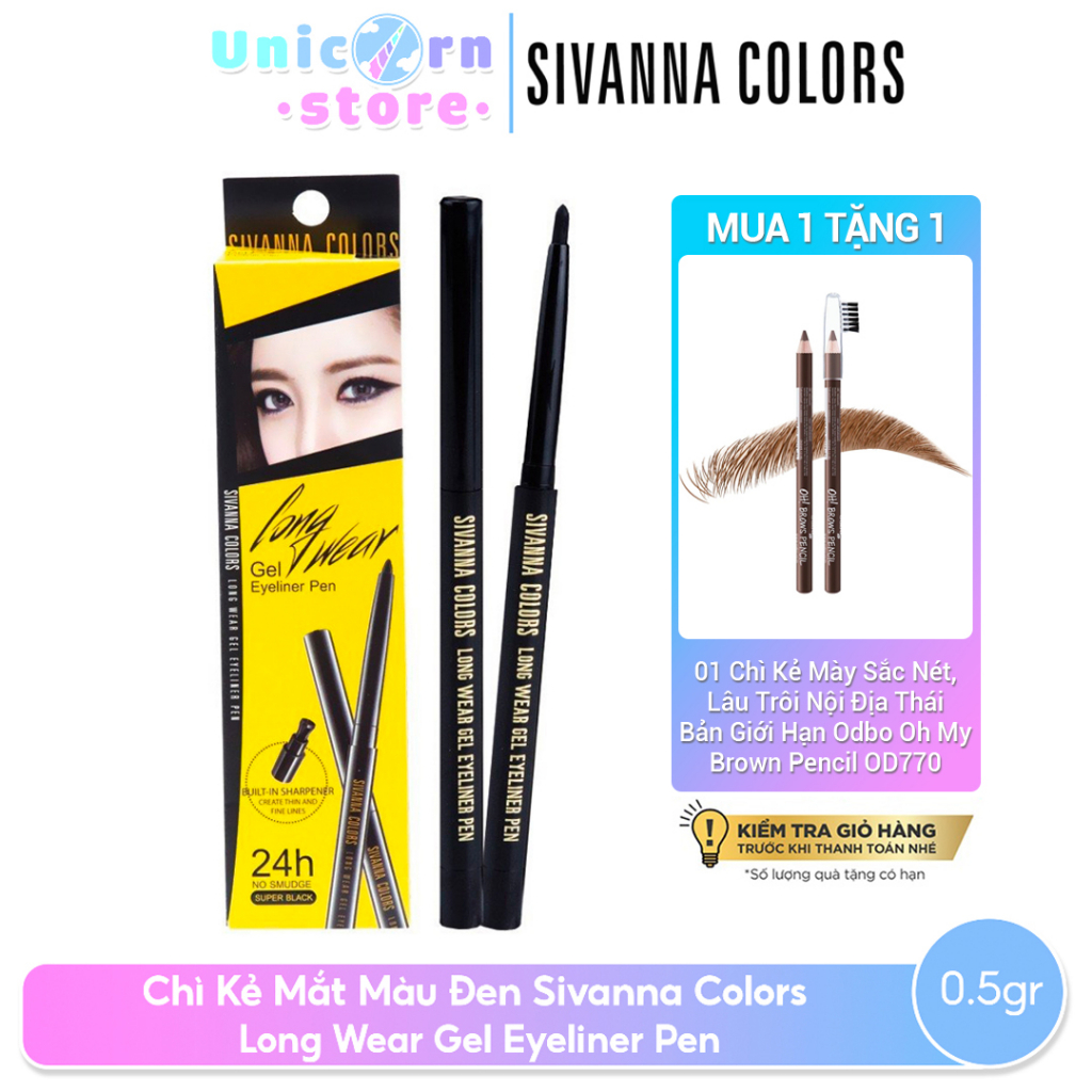 Chì Kẻ Mắt Màu Đen Sivanna Colors Long Wear Gel Eyeliner Pen