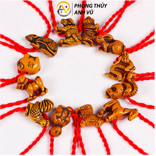Vòng chỉ đỏ may mắn mix 12 con giáp đã khai quang - may mắn tài lộc bình an - giá trên 1 con giáp