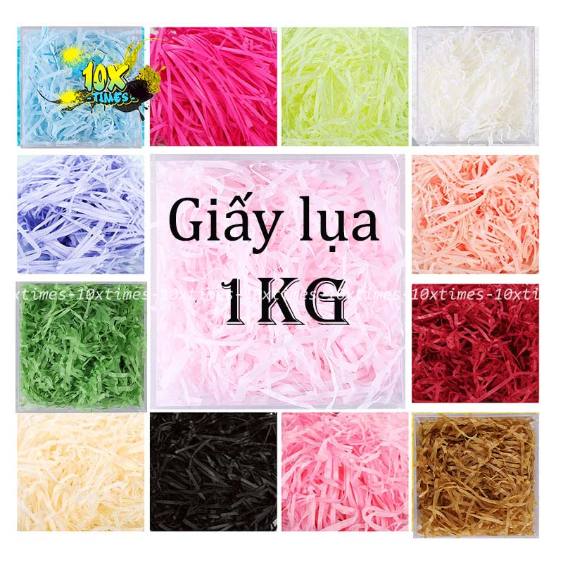 (1kg) Giấy rơm vụn lót hộp quà chống sốc trang trí nhiều màu 10xtimes ...