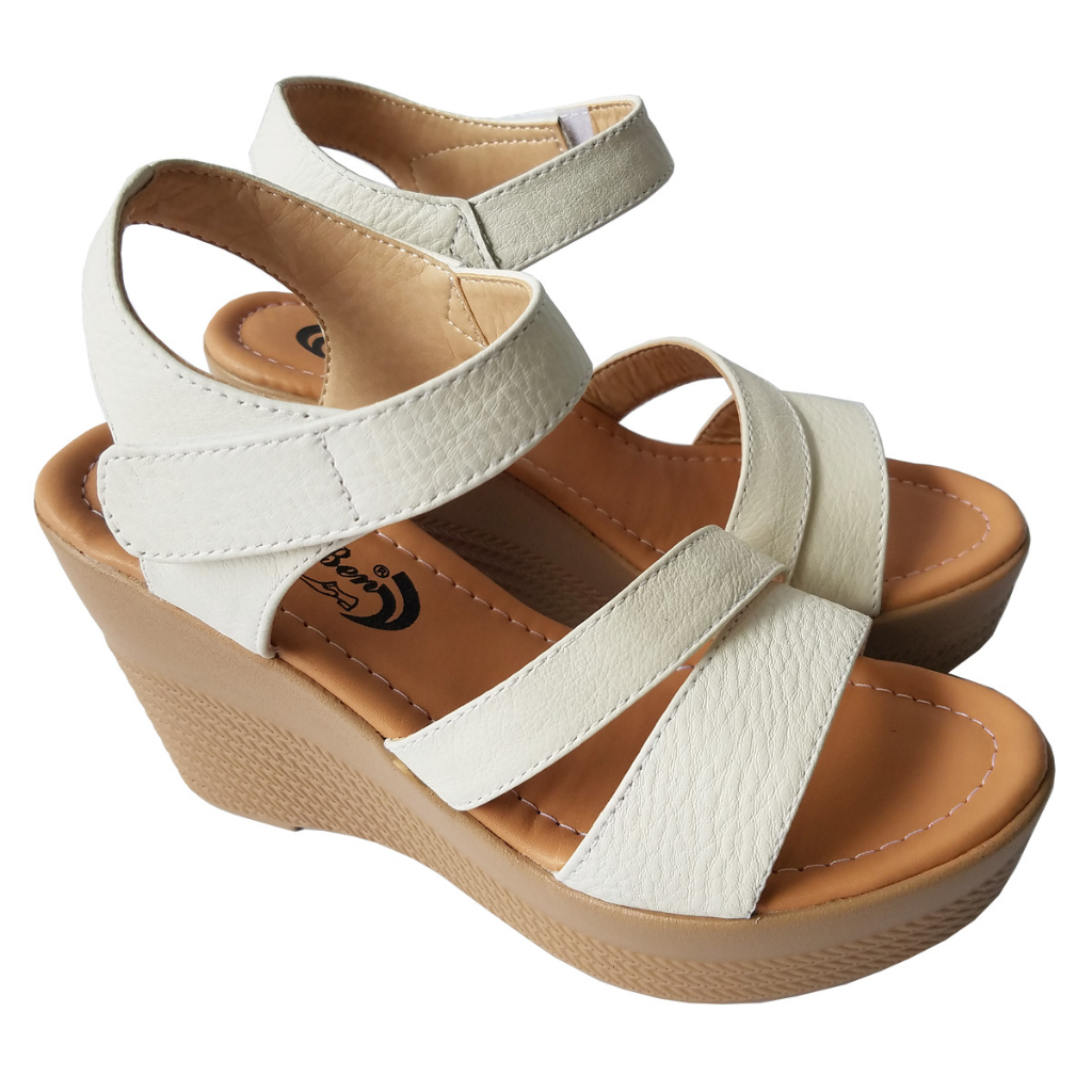 Giày Sandal Đế Xuồng BIGGBEN Da Bò Cao 9 Phân HKD714
