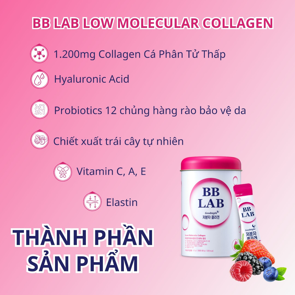 Ảnh Combo 10 gói Bột Uống Ban Đêm BB LAB Low Molecular Collagen Bổ Sung Collagen Sáng Da Căng Bóng, Chậm Lão Hóa 3