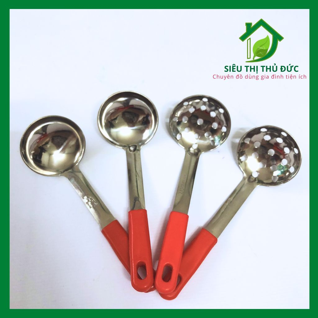 Vá Múc Canh Inox Cán Nhựa Đỏ Loại Nhỏ 18X6Cm | Shopee Việt Nam