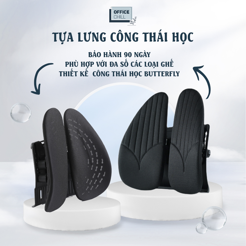 Tựa Lưng Công Thái Học ButterFly OFFICE CHILL Dùng Cho Làm Việc - Văn Phòng - Ô tô
