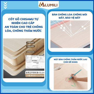 Miễn phí vận chuyển Bàn ghế chống gù lumili S05 mặt bàn 1m2 mới, bàn học sinh chống gù có tay quay