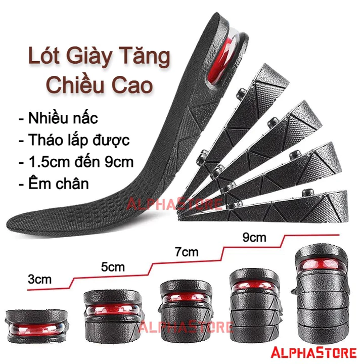 Lót Độn Giày Tăng Chiều Cao【Loại 1】- Nhiều Nấc Đệm Nâng Gót, Độn Giầy 1.4cm/3cm/4.5cm//6cm/7.5cm/9cm
