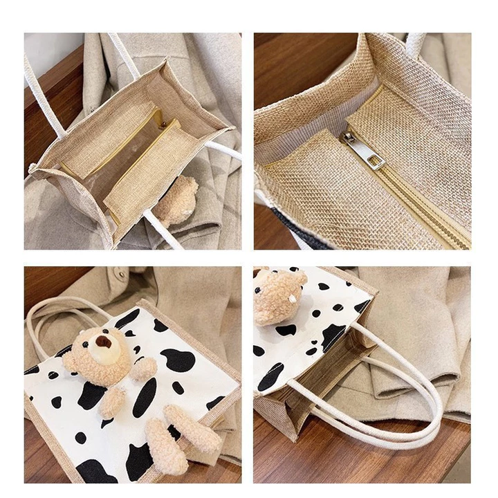 Women's Vintage Woven Straw Bag – Mini, for the Beach – 5