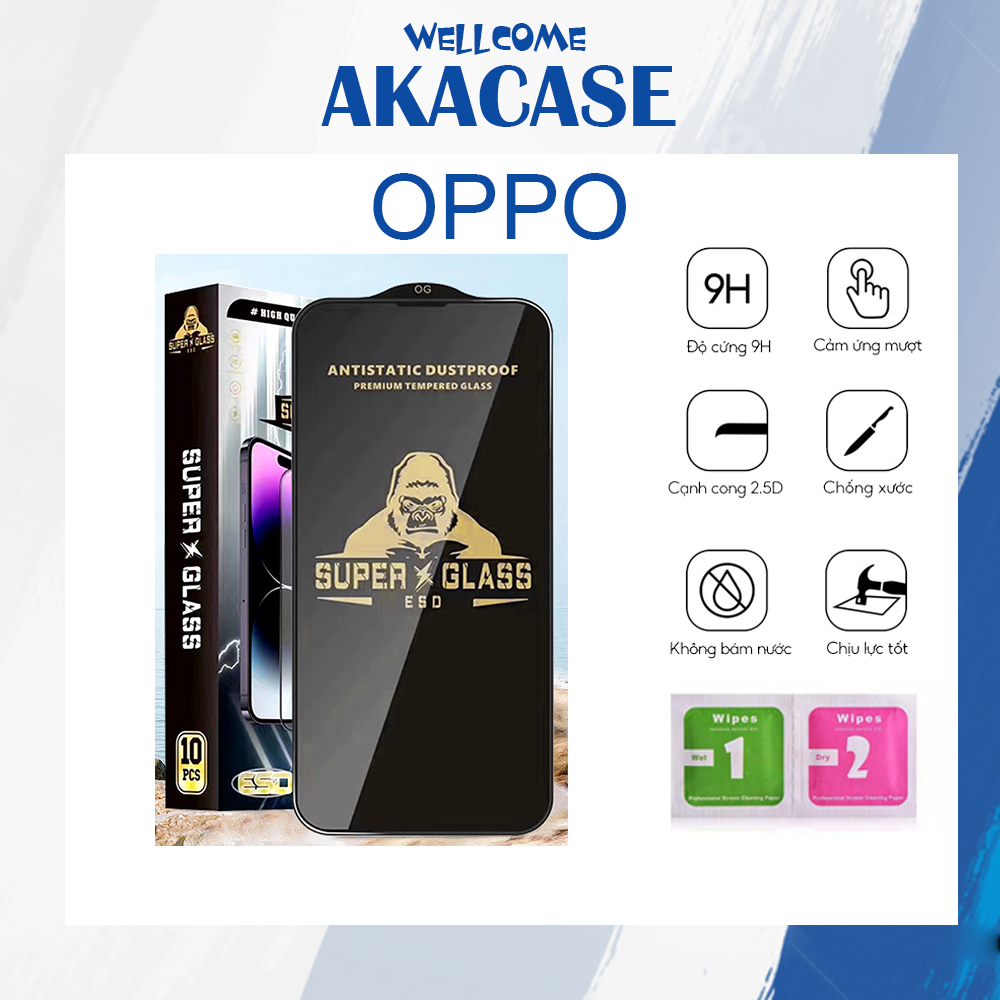 Kính cường lực KingKong đen Oppo A3/ A3X/ RENO 13/13F/A60/A77S/A58/A57 ...