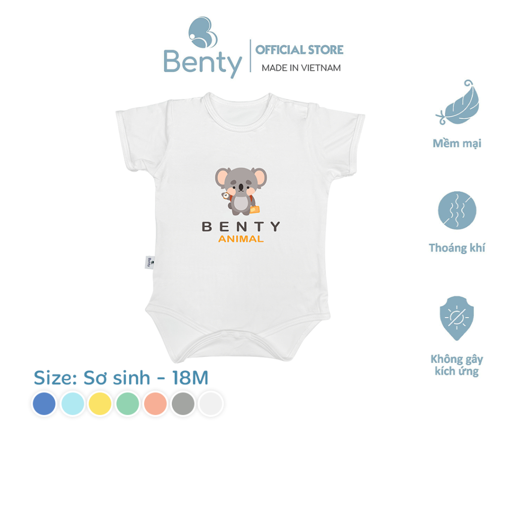 Body chíp cotton cao cấp in hình BENTY BT017 size sơ sinh (newborn) đến 18 tháng