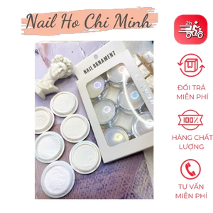 Set bột tráng gương nail 6 màu ngọc trai tone trắng kèm tặng cây chà
