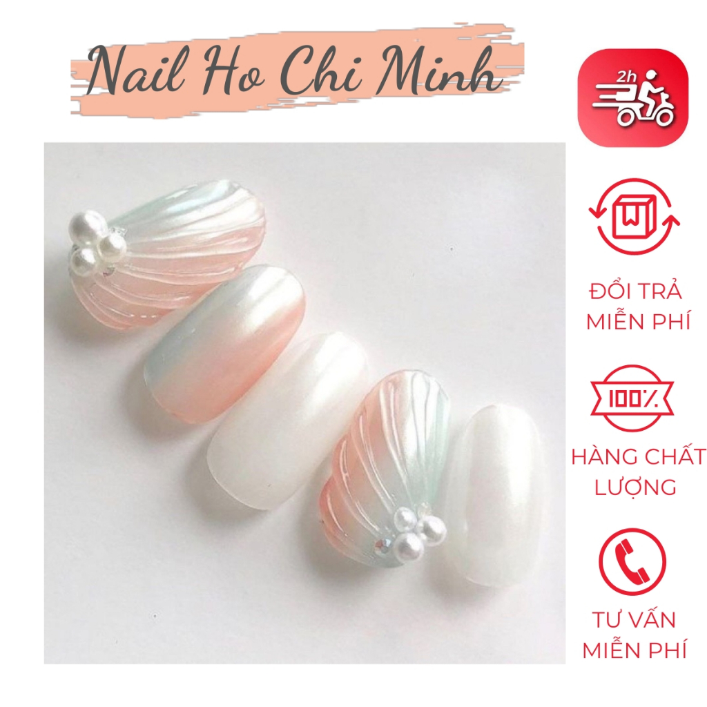 [Sản phẩm mới]Set bột tráng gương nail 6 màu ngọc trai tone trắng kèm tặng cây chà