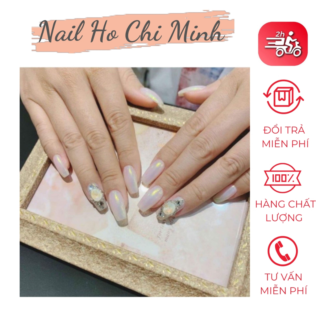[Sản phẩm mới]Set bột tráng gương nail 6 màu ngọc trai tone trắng kèm tặng cây chà