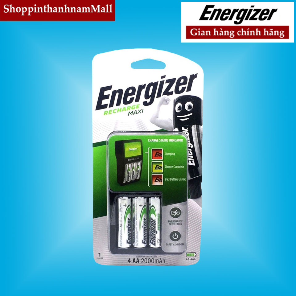 Bộ Máy Sạc Pin Energizer Nhanh Tự Ngắt CHVCM4 Tặng Kèm 4 Pin Sạc AA ...