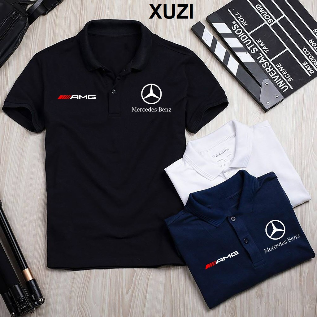 Áo thun polo mercedes benz áo thun có cổ bẻ nam nữ hãng xe cao cấp vải cotton cá xấu gai mịn thời trang thanh lịch XUZI.