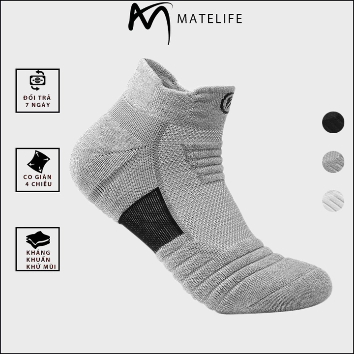 Tất nam thể thao dày dặn gân ma sát MATELIFE hàng cao cấp MTLSPORT68 êm ái khử mùi hôi cực tốt
