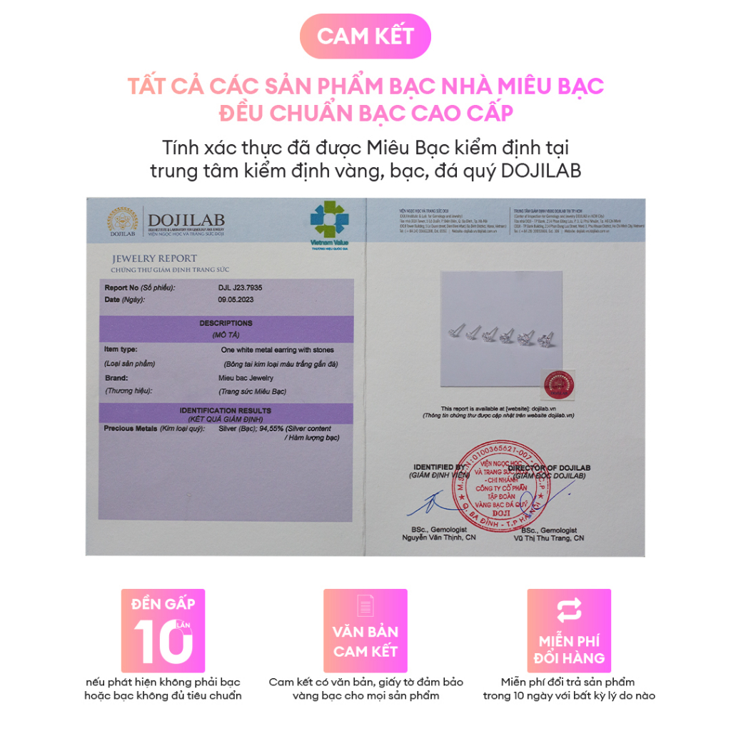 Ảnh Khuyên tai bạc nữ nụ đá tròn Miêu Bạc bông tai nam nữ chất liệu bạc 925 thời trang phụ kiện trang sức B000145 3