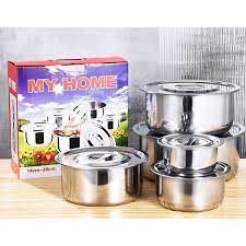 Bộ Nồi Inox, Thố Inox, Bát inox, Chậu Inox 5 Món MY HOME Không Quai Đủ ...