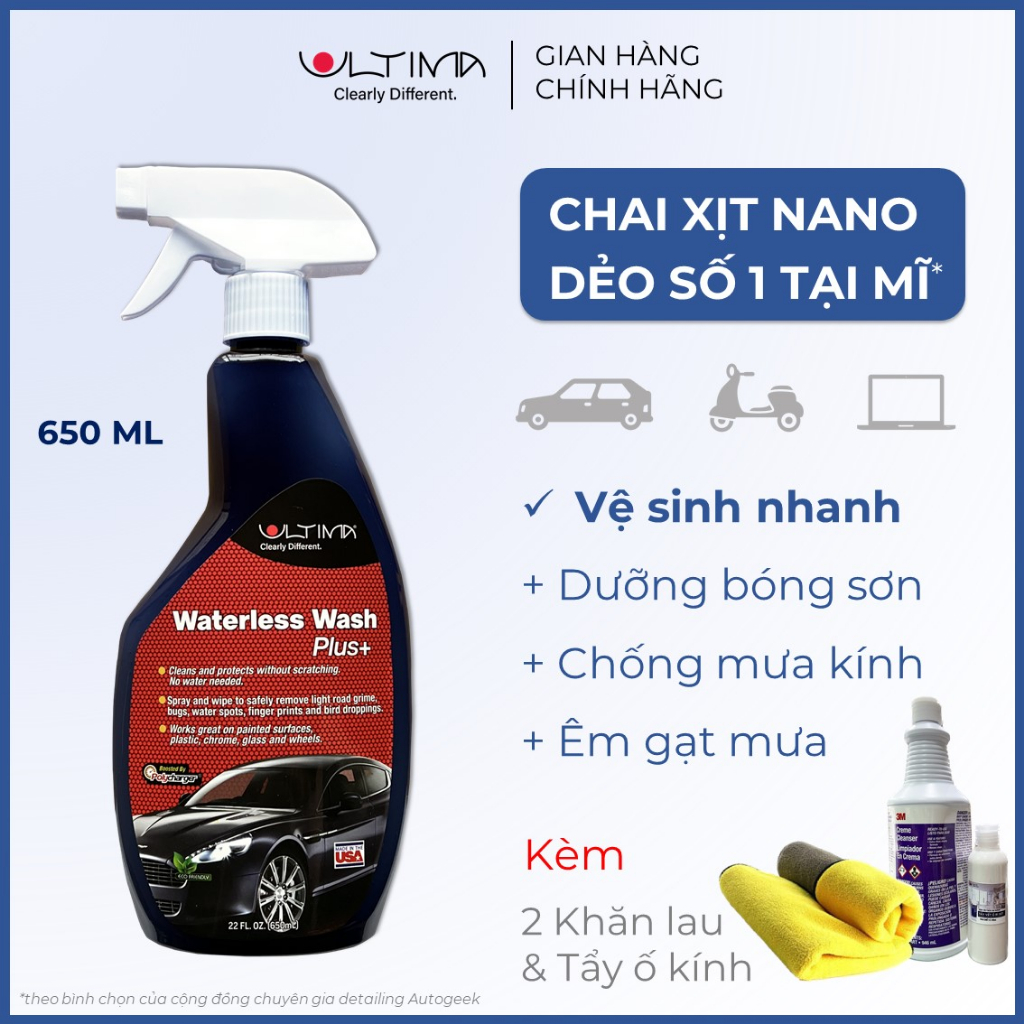 Chai xịt nano dẻo Ultima [650ml] Vệ sinh + Phủ bóng, Chống bám nước cho ...