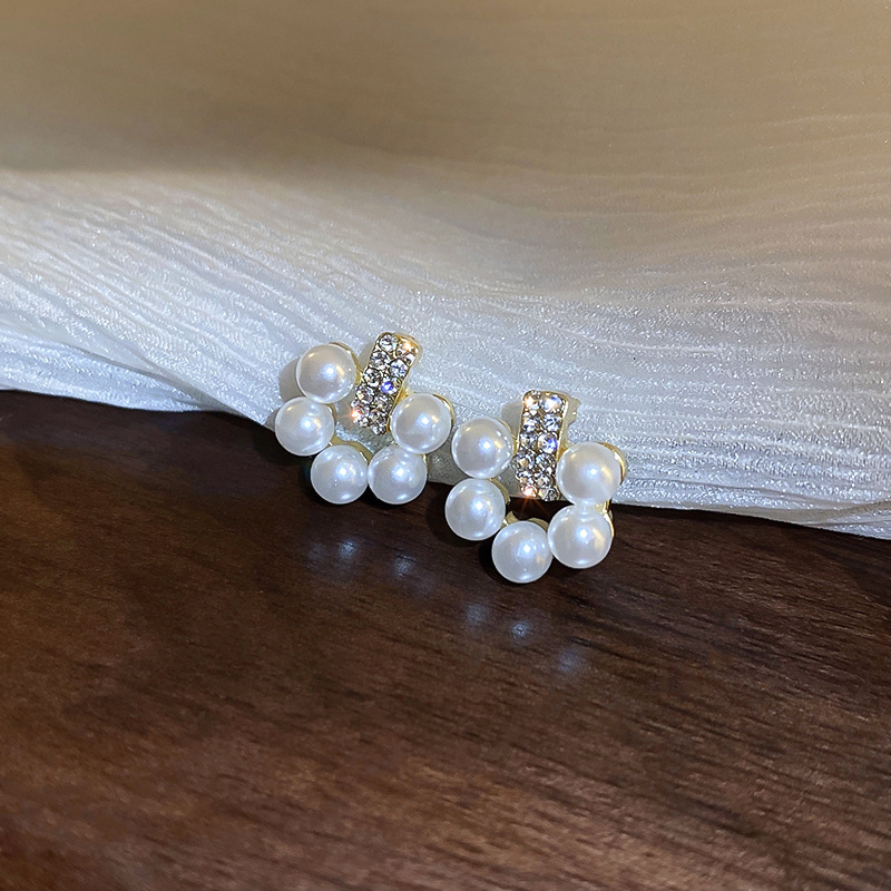 [CHUÔI BẠC 925] Bông tai ngọc nhân tạo đính đá zircon lấp lánh phong cách nữ tính, chuôi đeo bạc 925