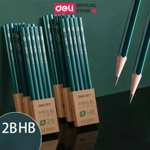 Vỉ 10/12 Bút Chì Gỗ 2B HB Học Sinh Deli Chì Đậm An Toàn Nhạy Với Máy Chấm Thi Dễ Tẩy Vẽ Tranh Tập Viết