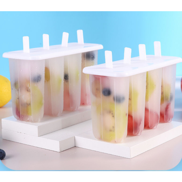 [SHOP MỚI- GIÁ TỐT] Bộ 4 khuôn làm kem que bằng nhựa PP cấp thực phẩm tặng thêm que gỗ
